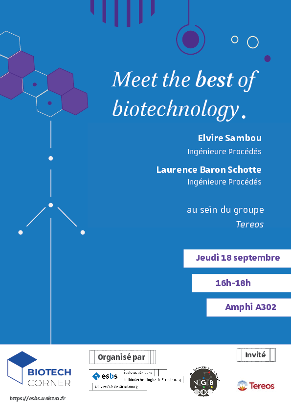 Biotech Corner avec Tereos à l'ESBS