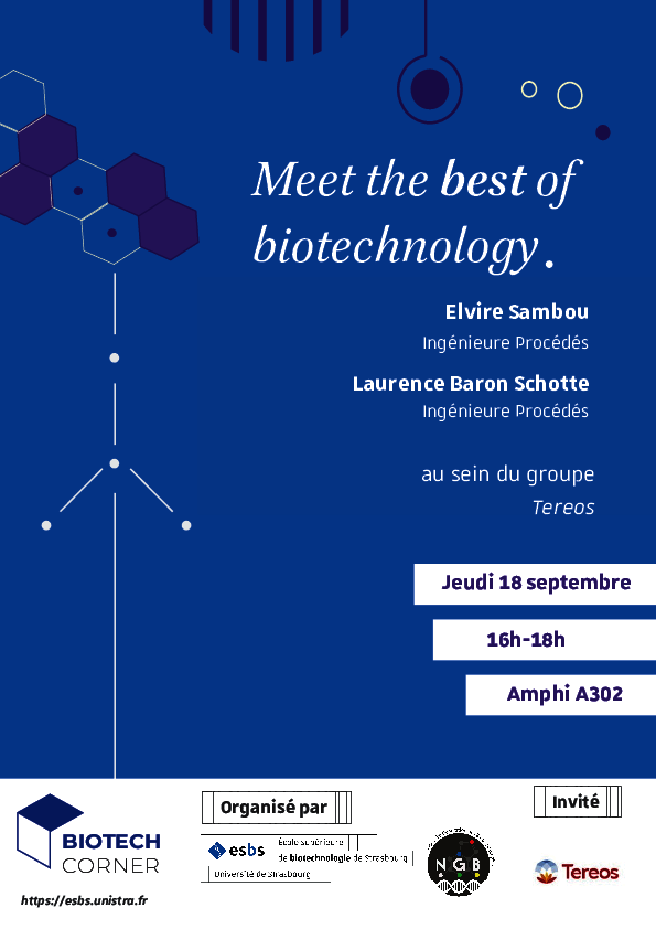 Biotech Corner avec Tereos à l'ESBS