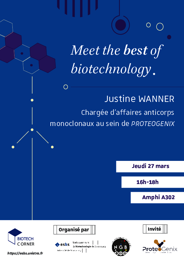 Biotech Corner avec Justine Wanner à l'ESBS